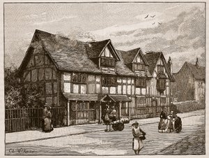 The house at Stratford-on-Avon, where Shakespeare was born, illustration from 